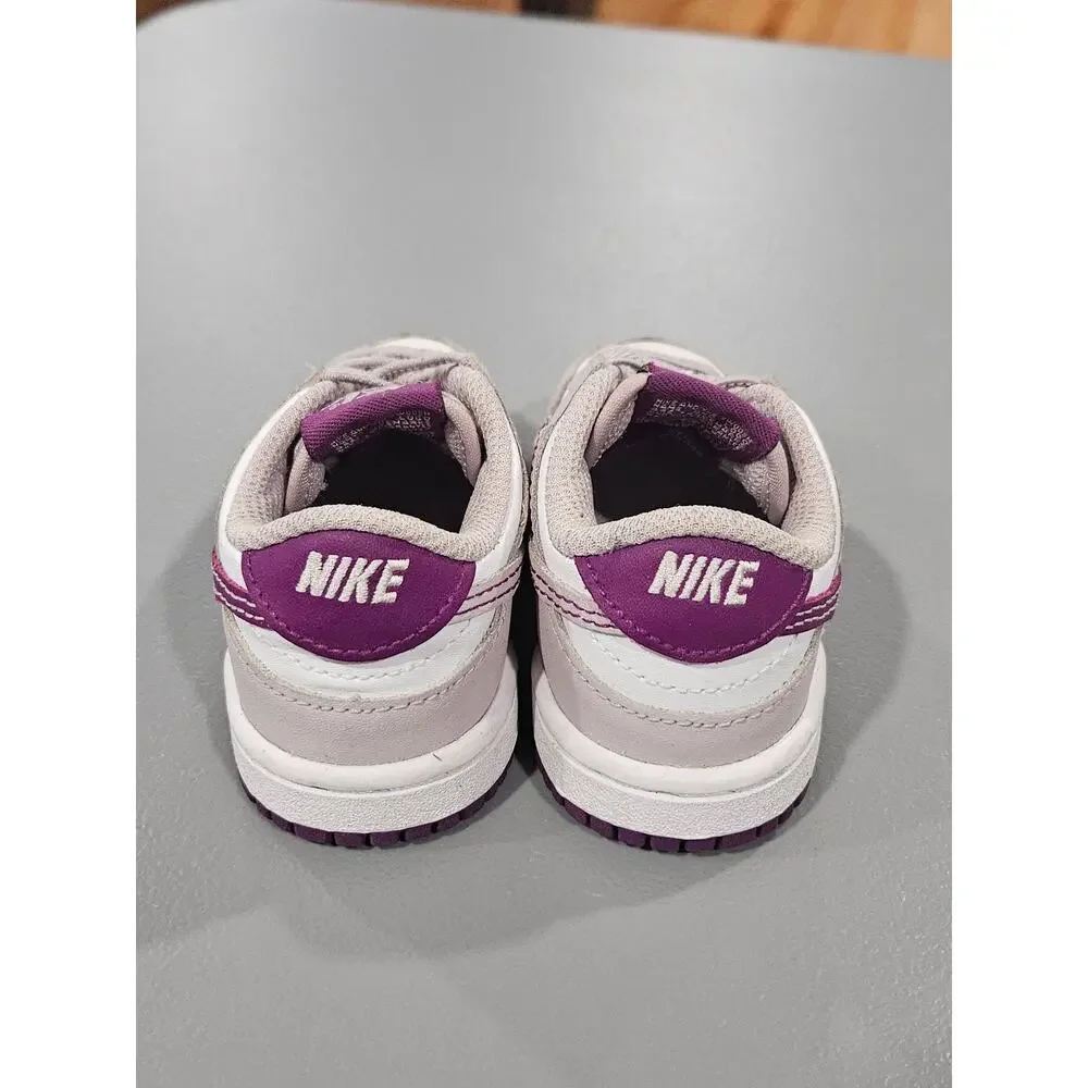 Nike Dunk Low TD Pink White Purple Toddler 5C Velcro Strap